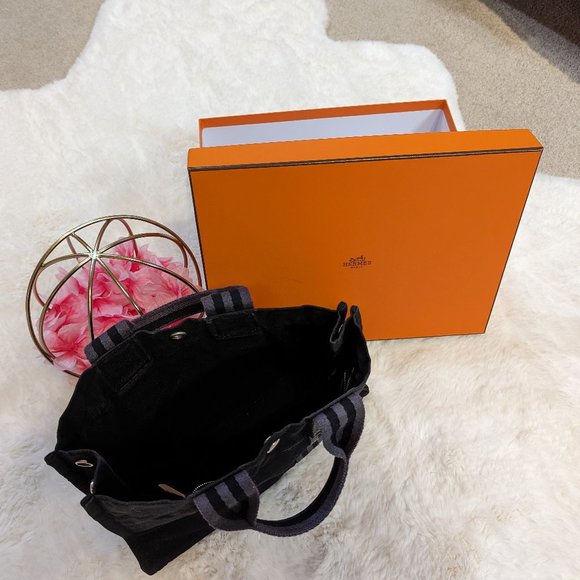 Hermès Herline Fourre Tout PM Gray/Black Tote Bag Small w COA and Hermes box - Picture 7 of 10